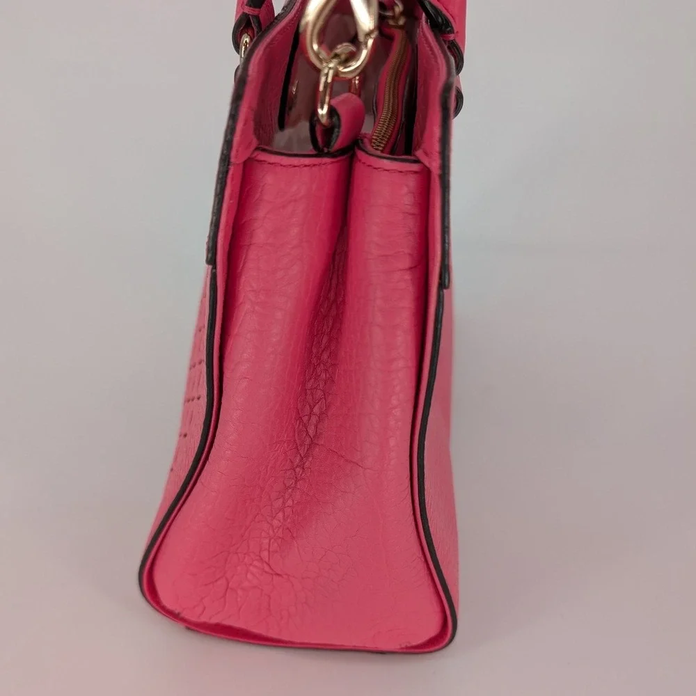 Kate Spade Perri Lane Romy Satchel‎ Medium Pink Leather Laser Cut Preppy Luxury